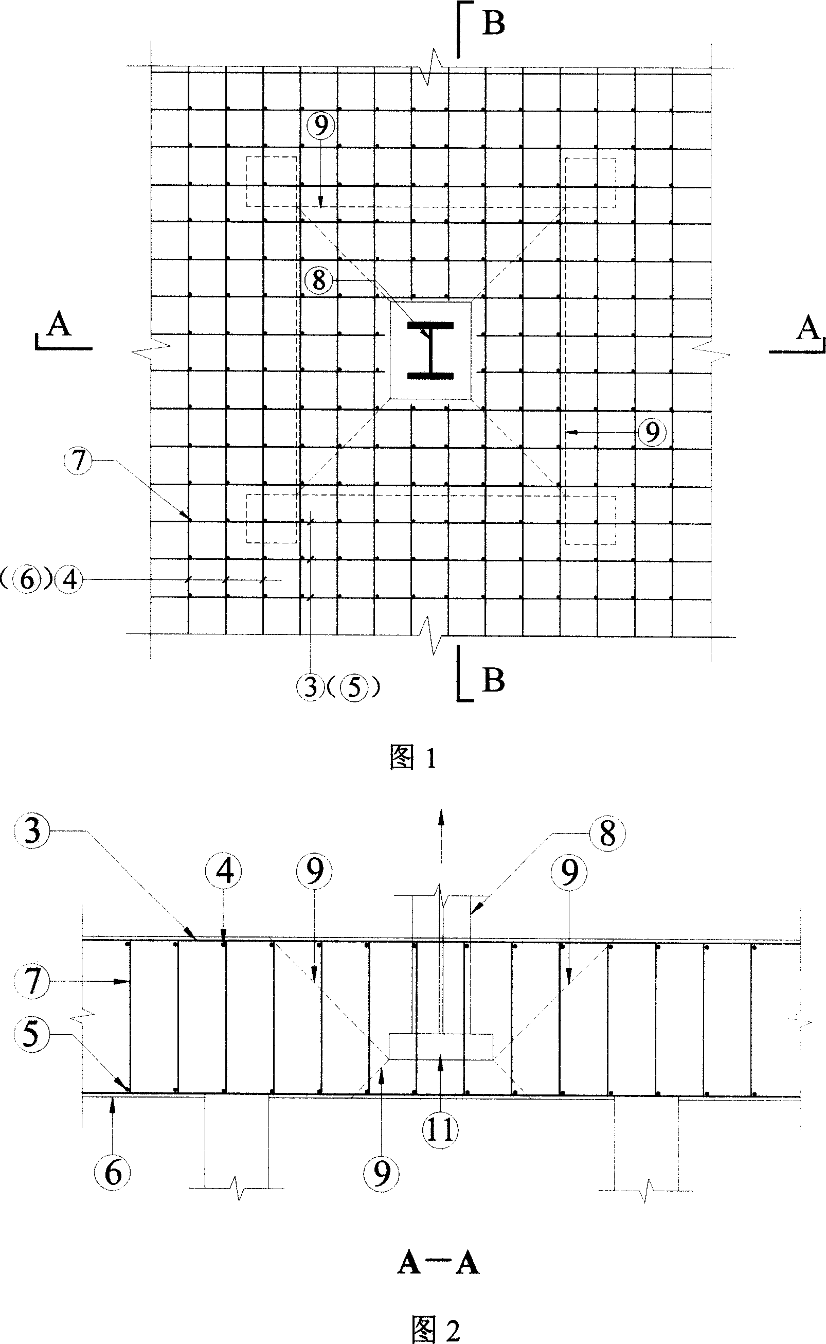Reinforced concrete bearing platform arranged with diagonal reinforcing steel and method for manufacturing same