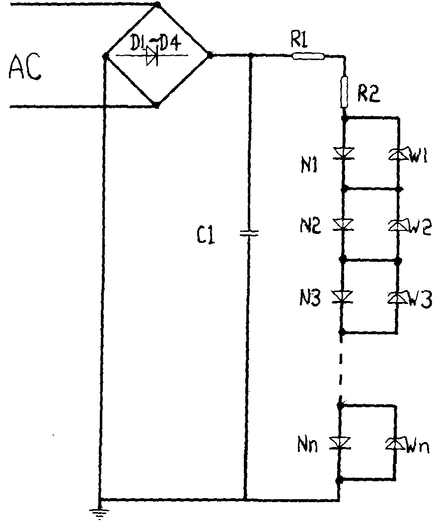 Method for stabilizing working current of light emitting diode (LED) power-saving lamp