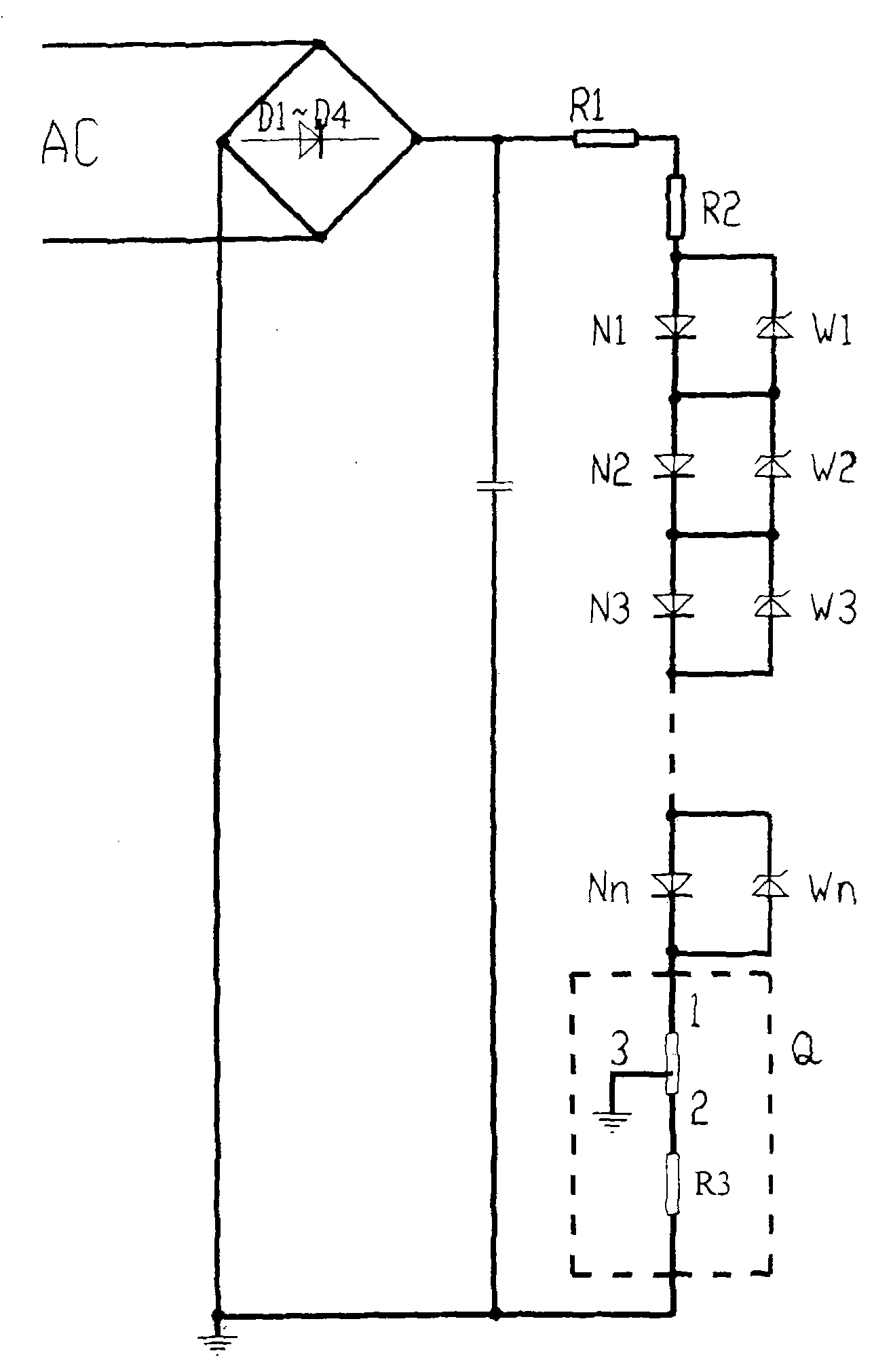 Method for stabilizing working current of light emitting diode (LED) power-saving lamp