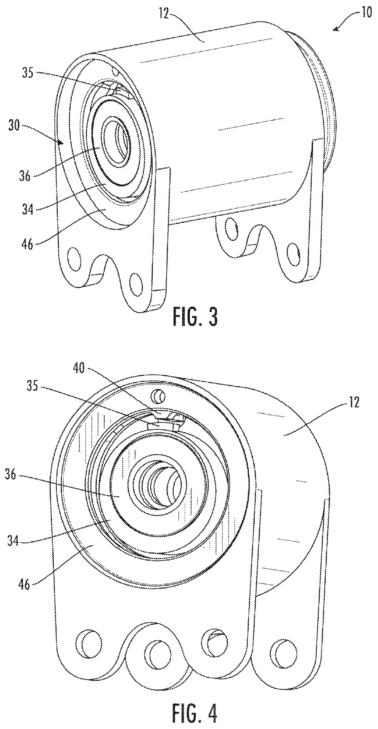 Single-use non-jamming stop module for rotary drive actuator