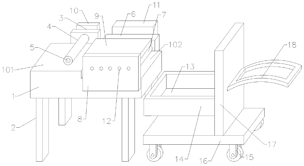 Fabric arranging machine making bag and suitcase fabric convenient to spread