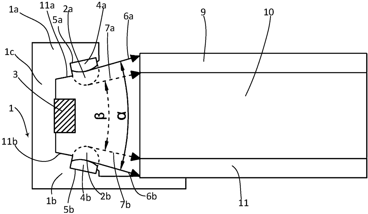 Light-emitting device, and emitted light angle adjusting method and device thereof