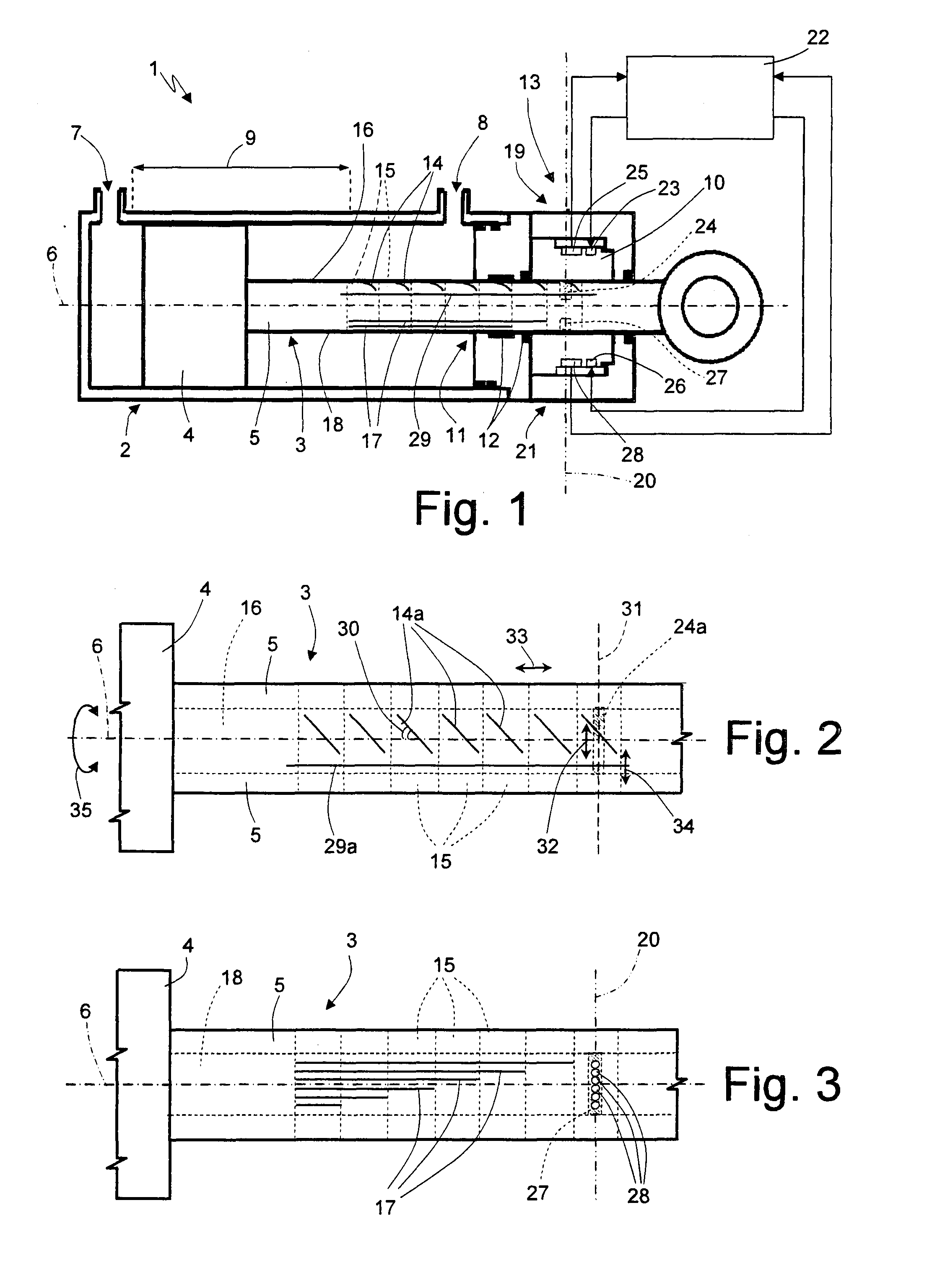 System for determining the position of a piston along its path of travel for a fluid-dynamic actuator