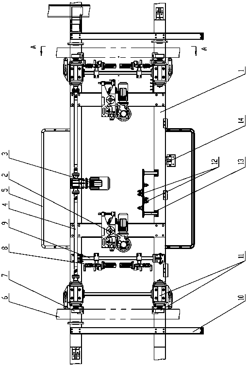 Moving trolley for conveying main fixture on main welding line for automobile welding