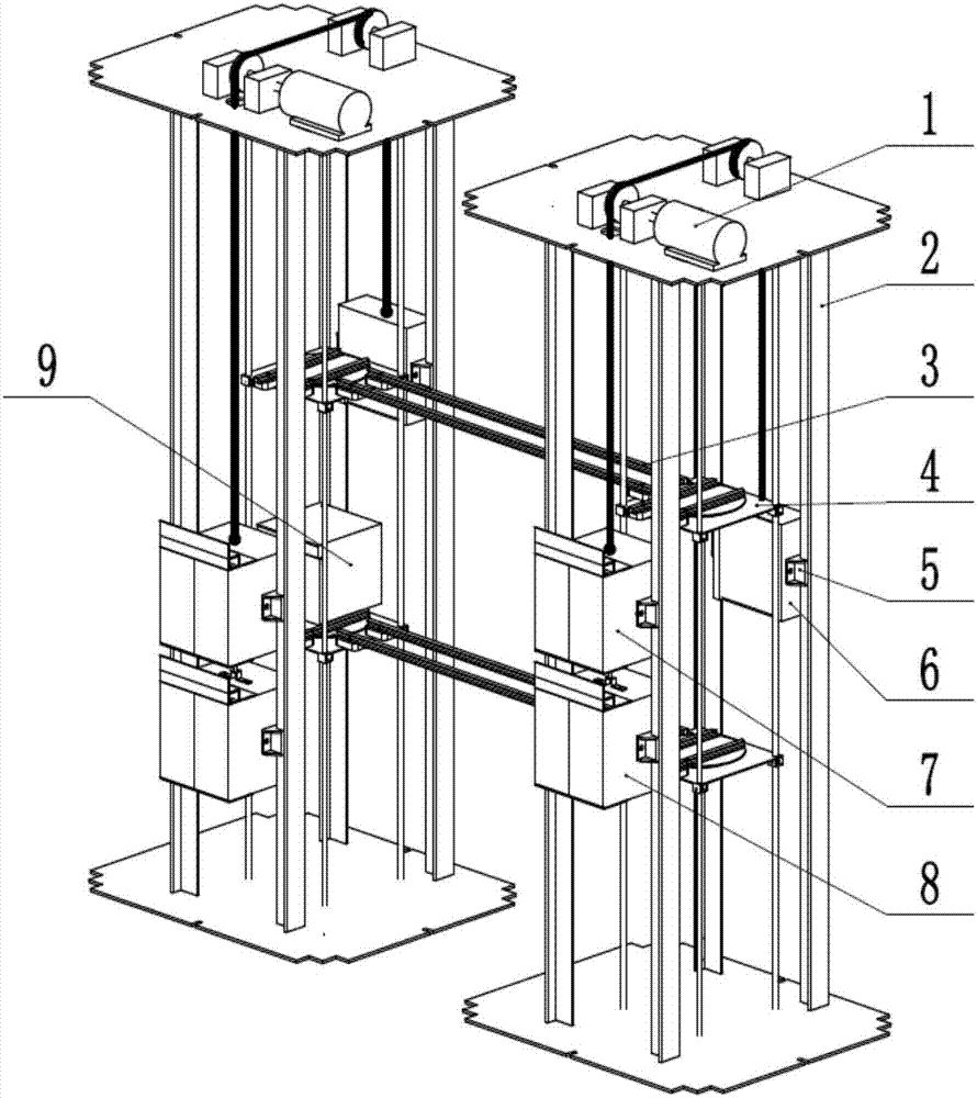 Double-shaft elevator capable of horizontally and vertically operating