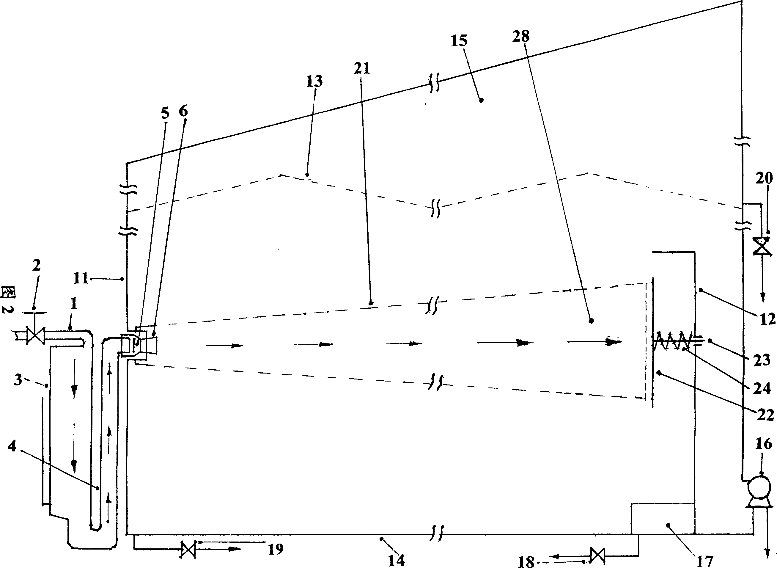 Device for vaporization of seawater at mixed explosion instant of high pressure gas and liquid