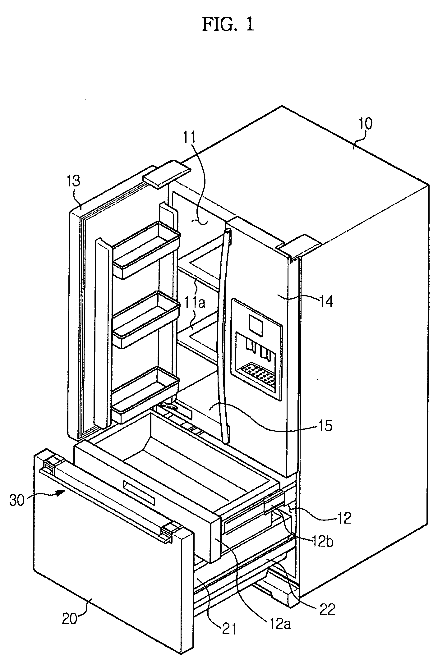 Refrigerator with door opening device