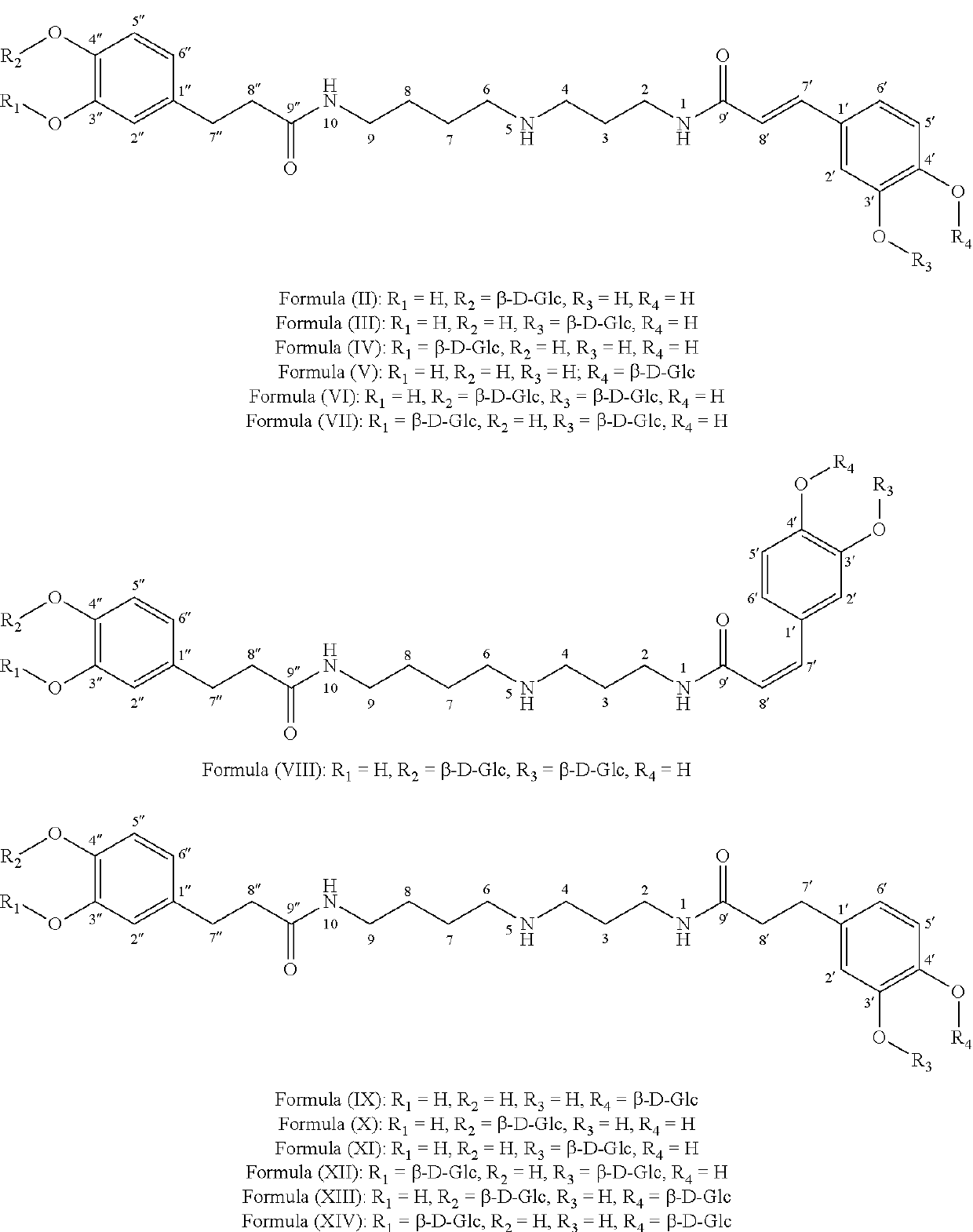 Dicaffeoyl spermidine derivative glycosides and use thereof