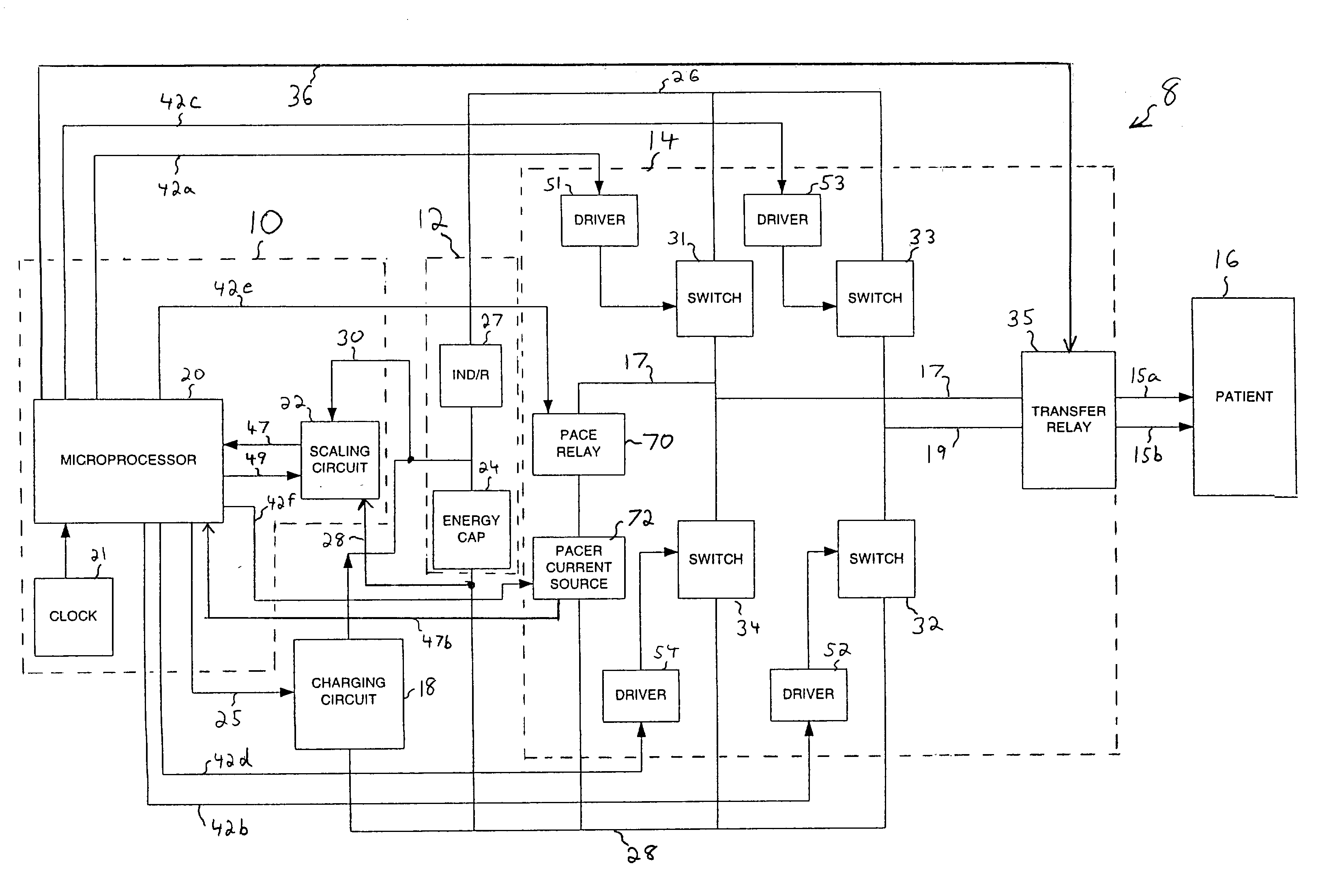 H-bridge circuit for generating a high-energy biphasic and external pacing waveform in an external defibrillator