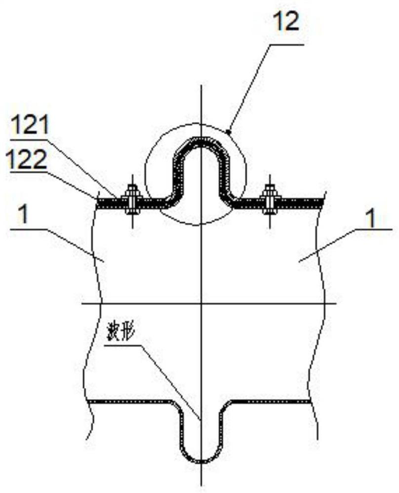 Non-metal expansion joint for solving problem of non-uniform expansion of large-caliber flue