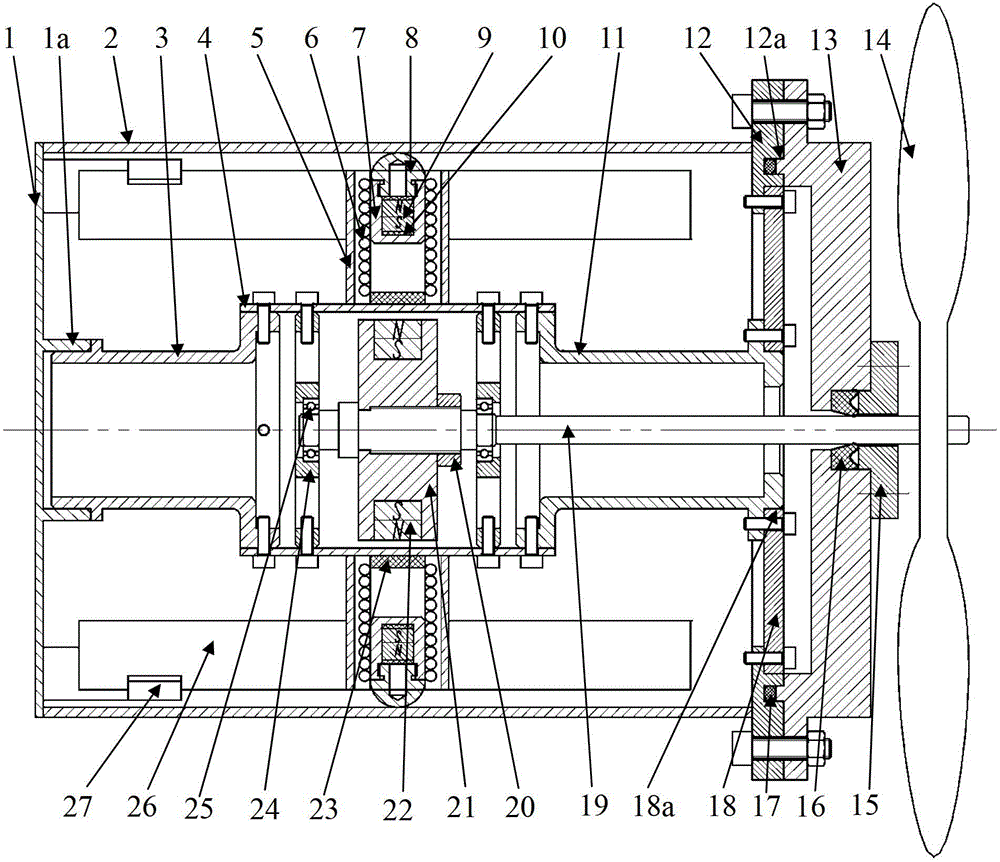 A percussive low-frequency underwater acoustic transducer driven by ocean current energy