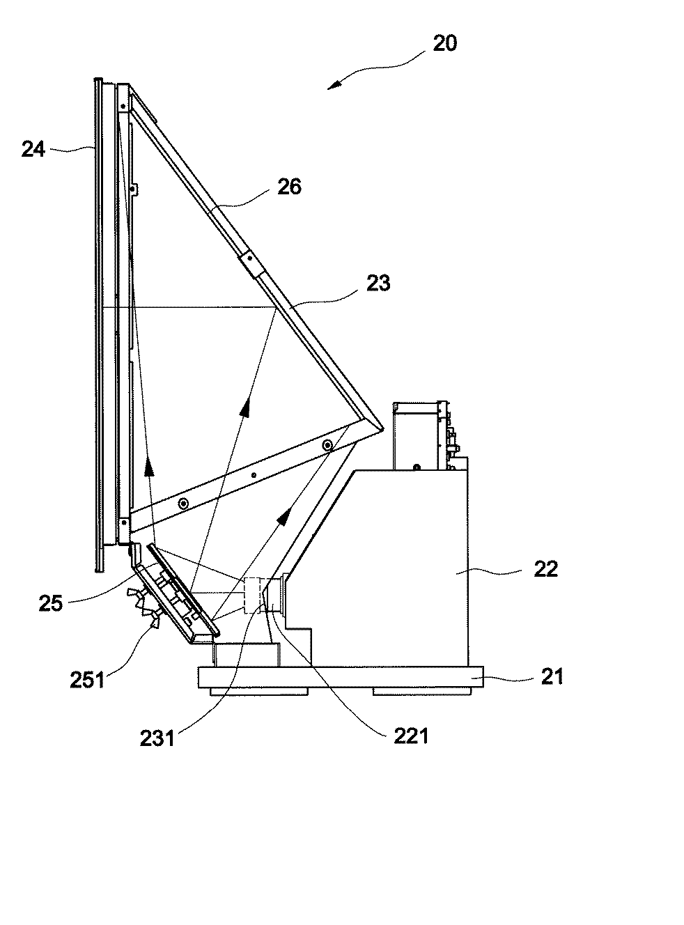Optical assembly for rear projection television
