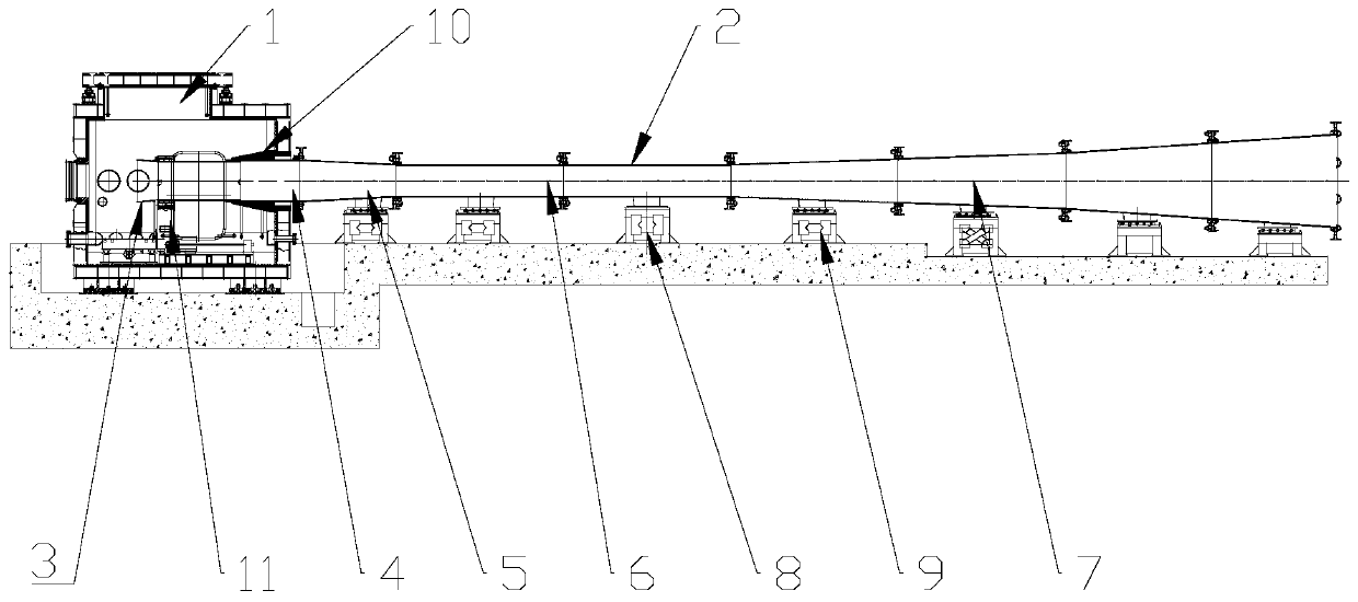 A high-temperature vacuum wind tunnel test chamber and diffuser integral structure with sliding thermal compensation function and sliding thermal compensation method