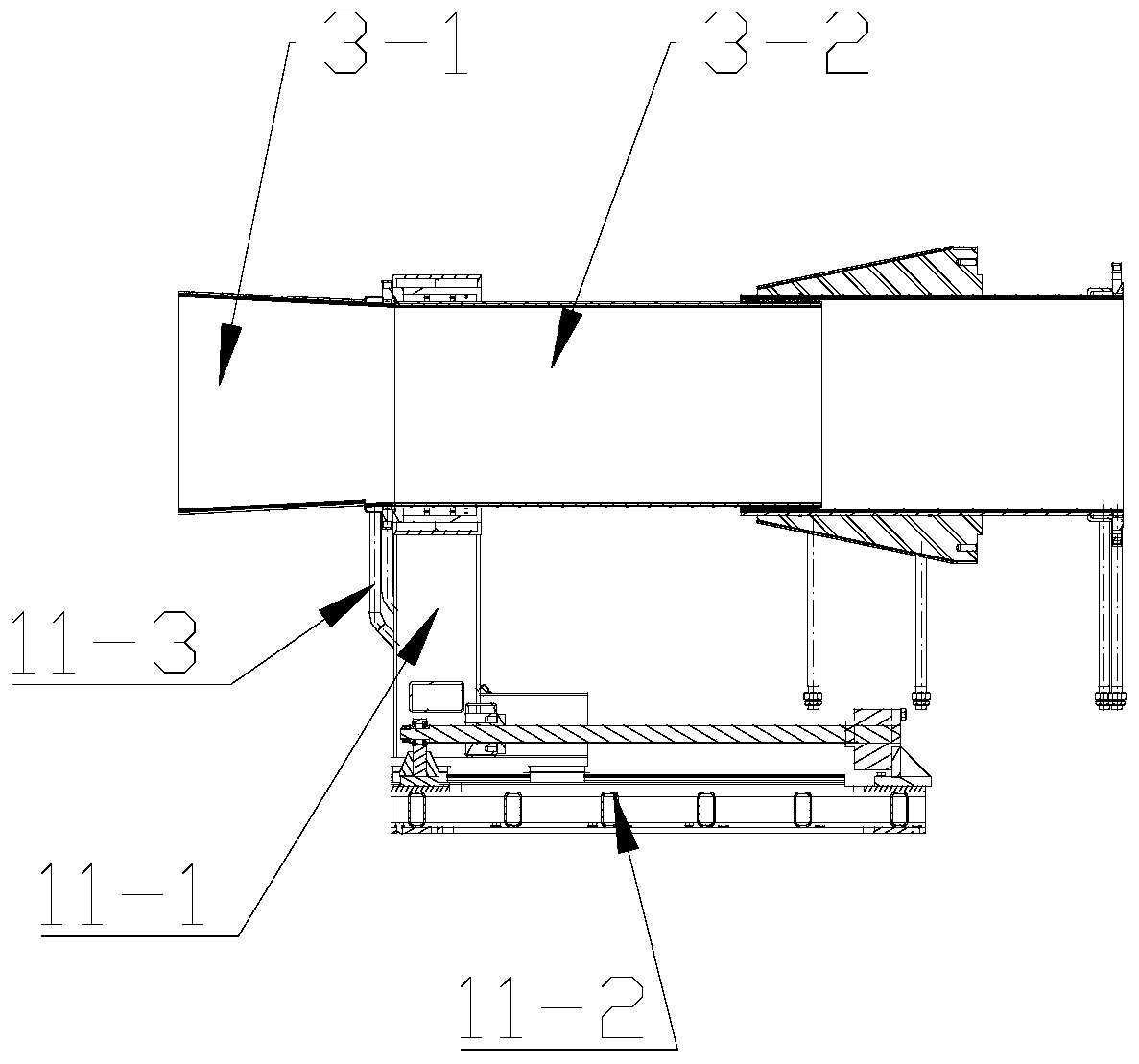 A high-temperature vacuum wind tunnel test chamber and diffuser integral structure with sliding thermal compensation function and sliding thermal compensation method