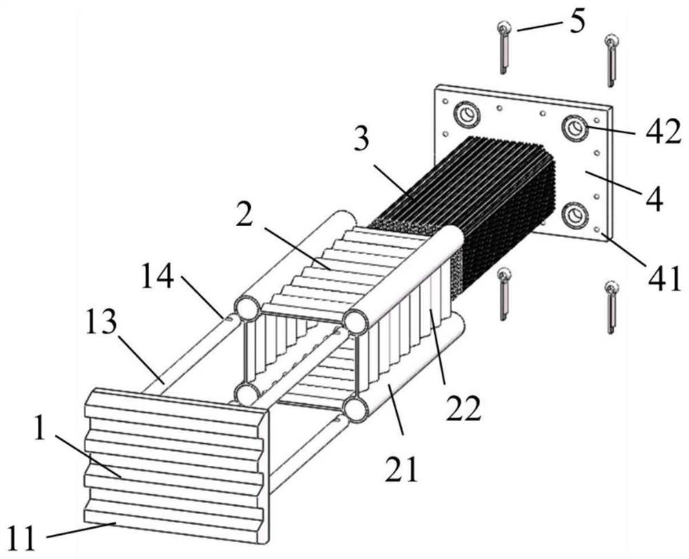 A corrugated composite energy-absorbing device and a rail vehicle with the same