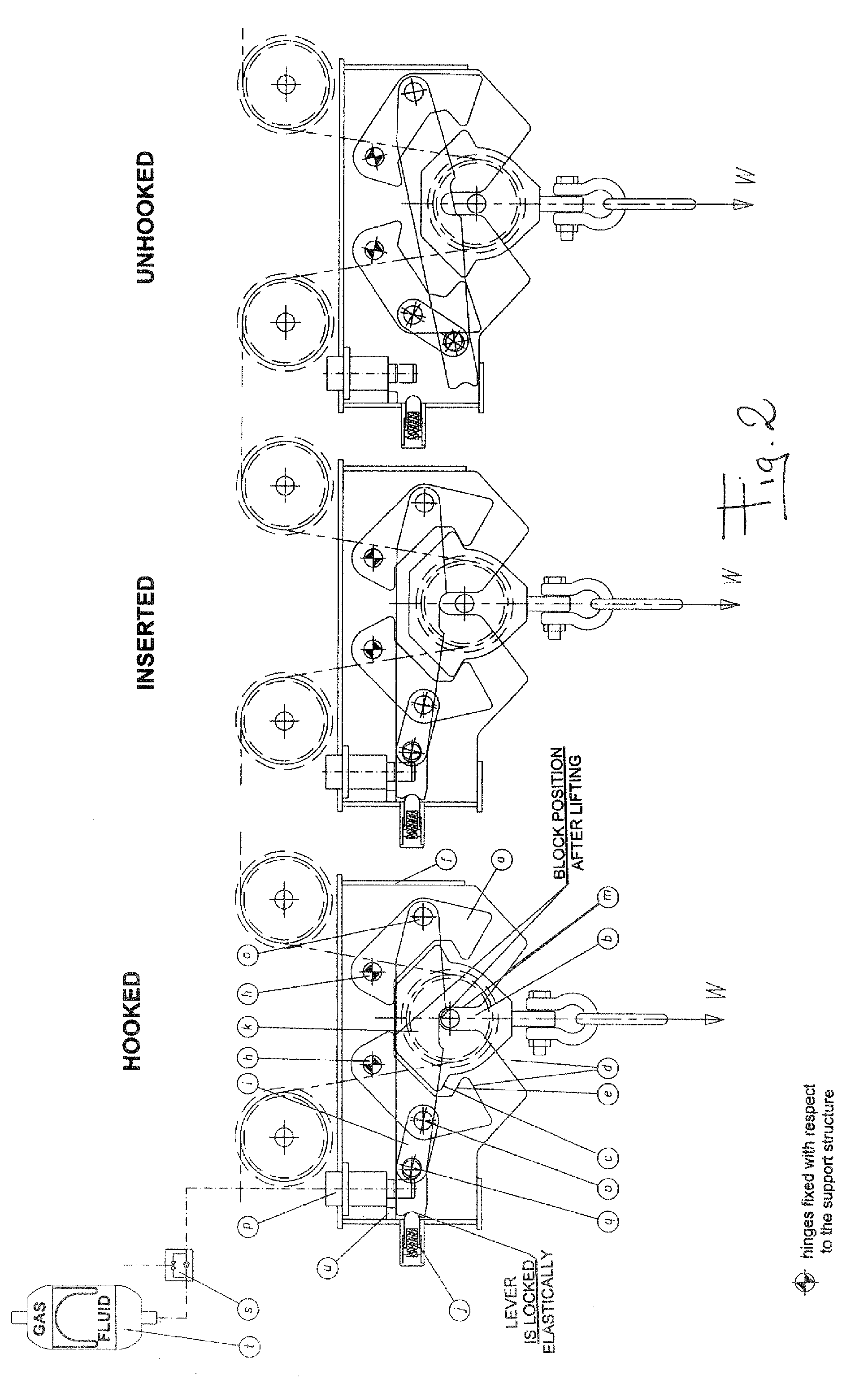Automatic Hooking Device And Controlled Release Of Loaded Blocks