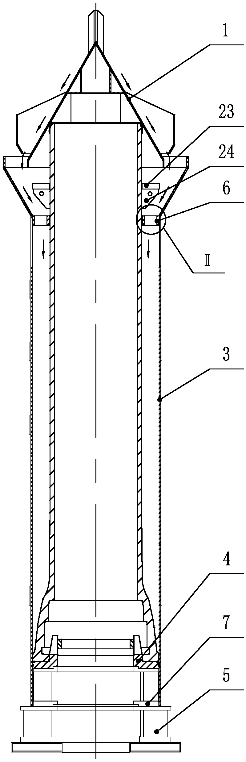 Pouring tool for a nodular cast iron jacking pipe and working method thereof