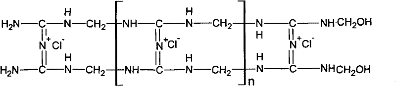 Coagulation decolourant for printing and dyeing waste water