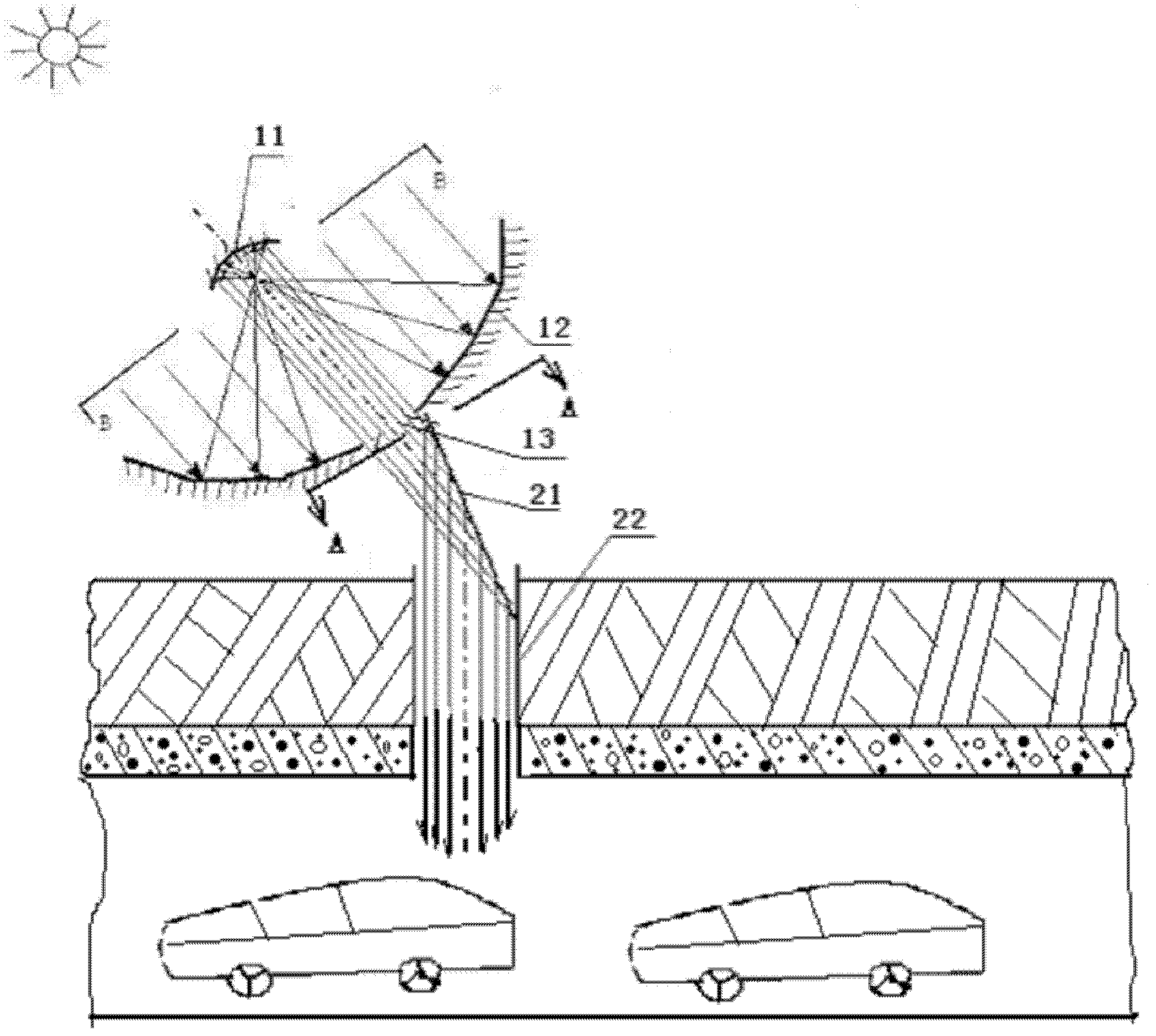 Sunlight transmission device for illuminating underground building