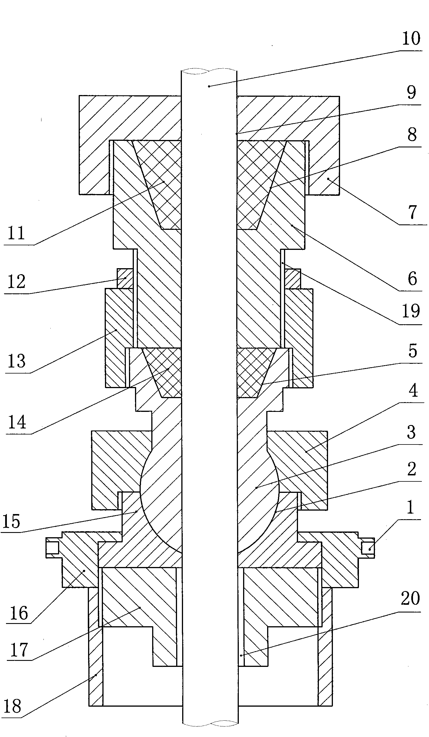 Random and automatic regulating polished rod sealing device of oil pumping machine