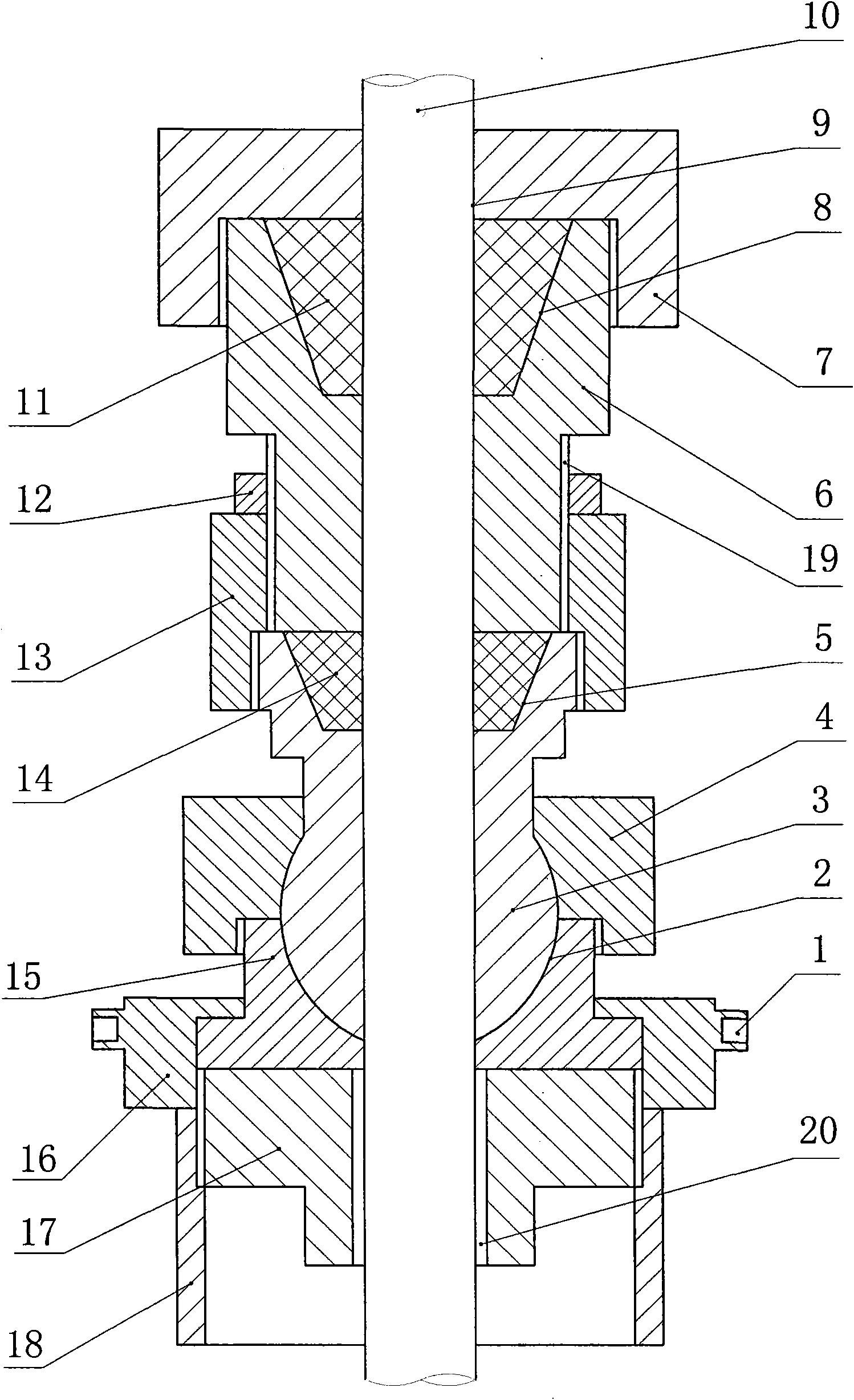 Random and automatic regulating polished rod sealing device of oil pumping machine