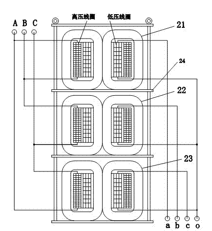 Vertical column type transformer