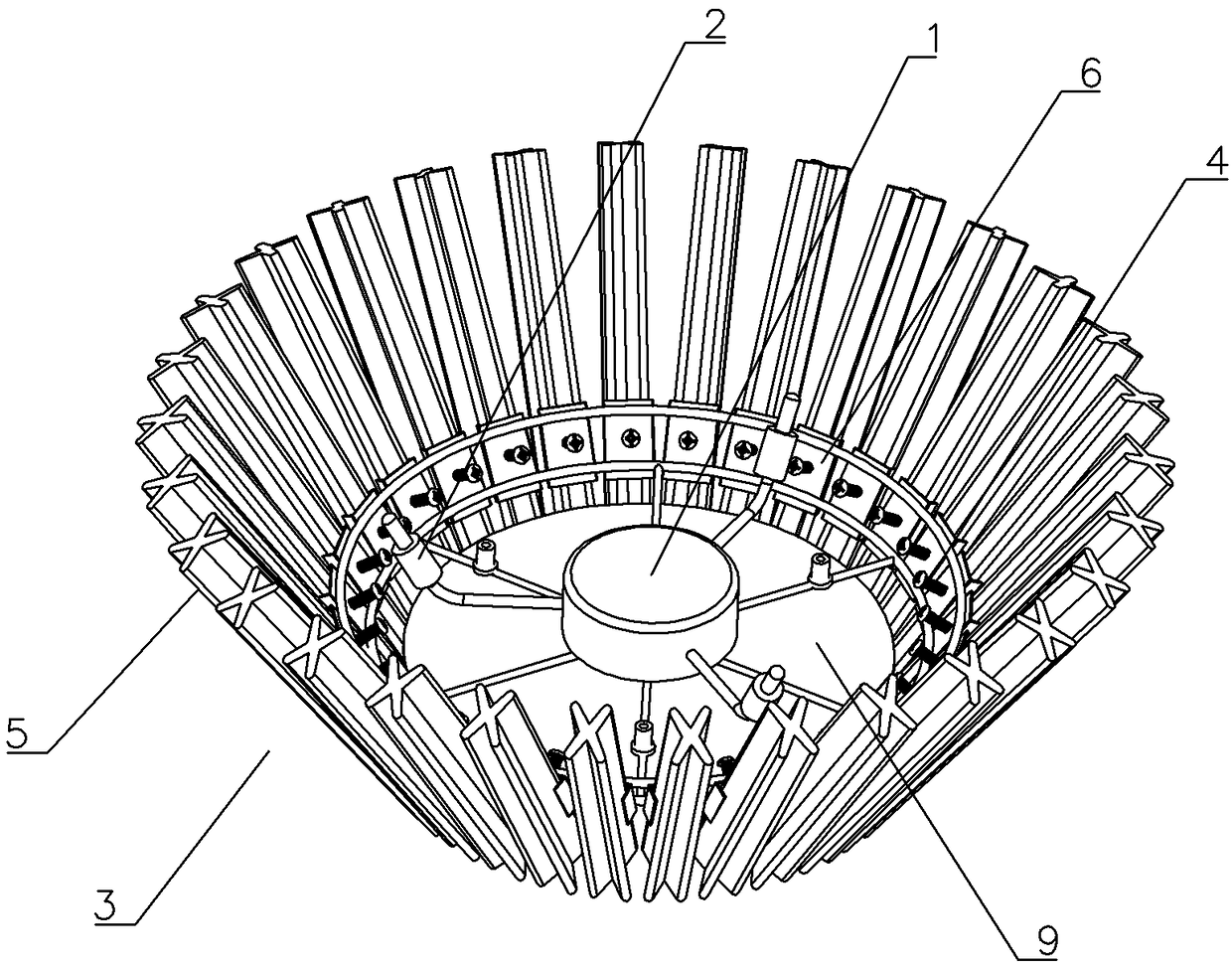 Craftwork ceiling lamp provided with scattering ridges