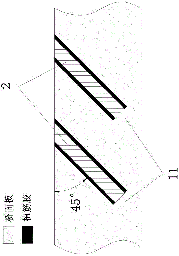 Bridge deck reinforcing structure and method