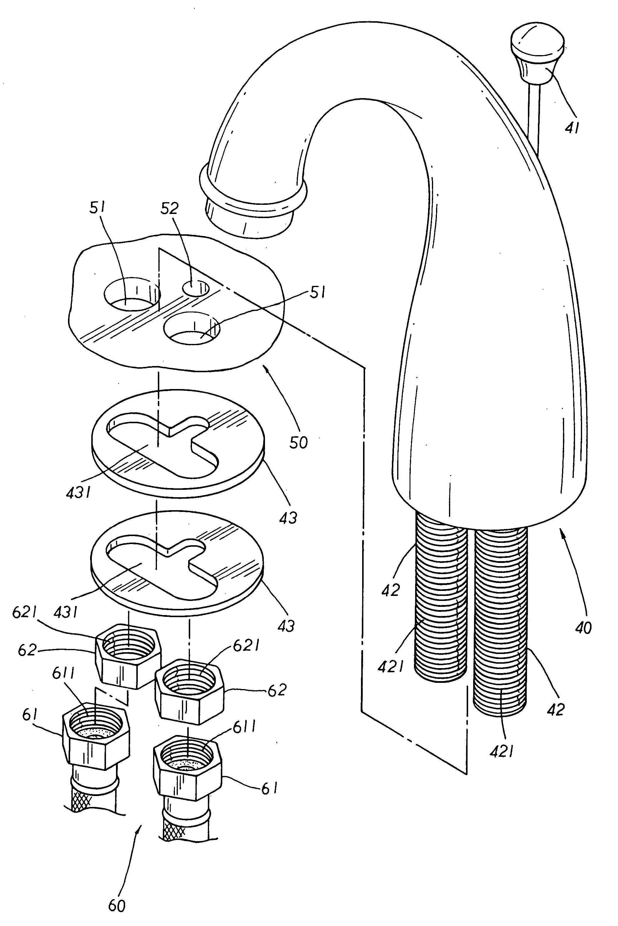 Water outlet tubing structure for faucets