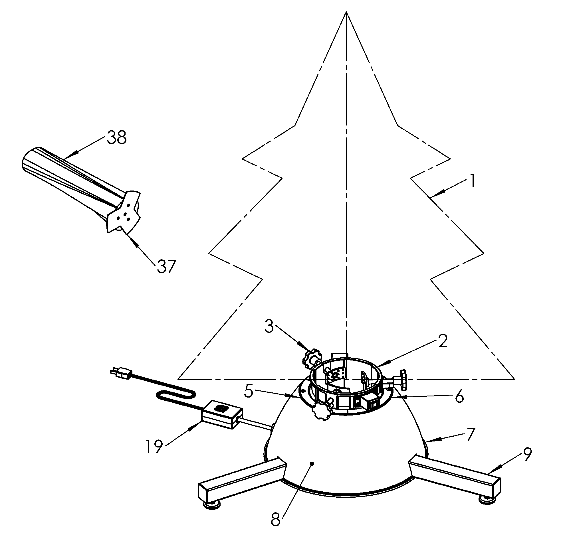 Self-watering and rotating Christmas tree stand