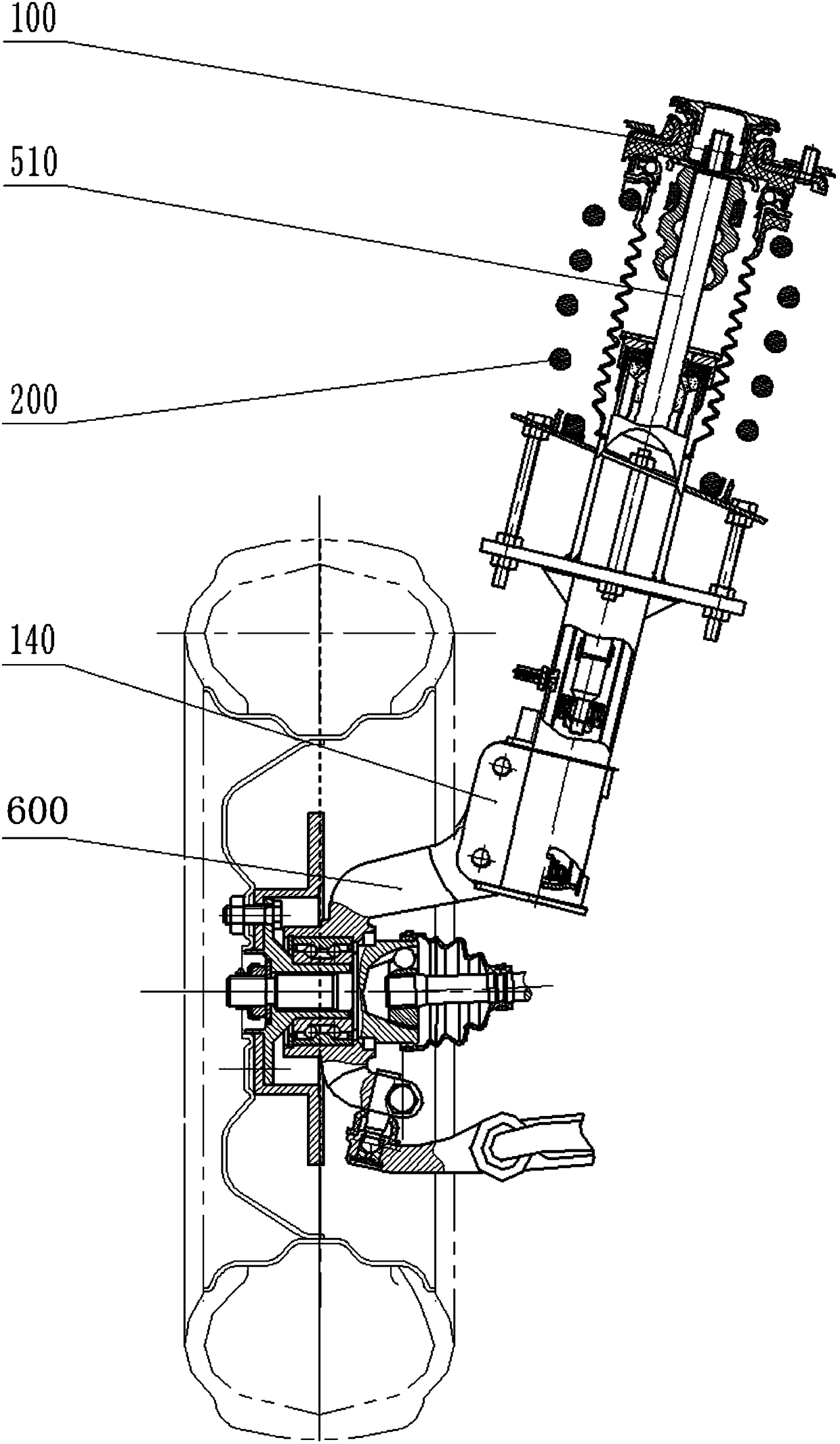 Anti-lateral force adjustment suspension strut assembly