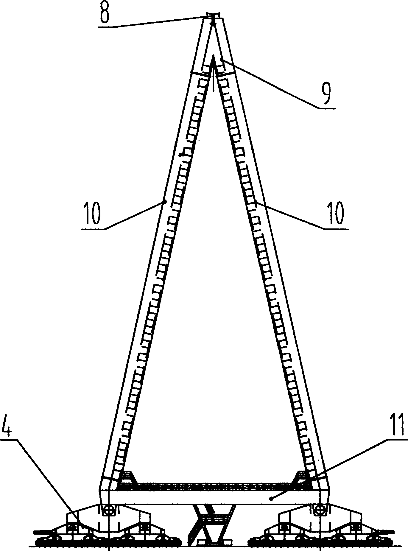 Method and apparatus for assembly of portal crane in shipbuilding