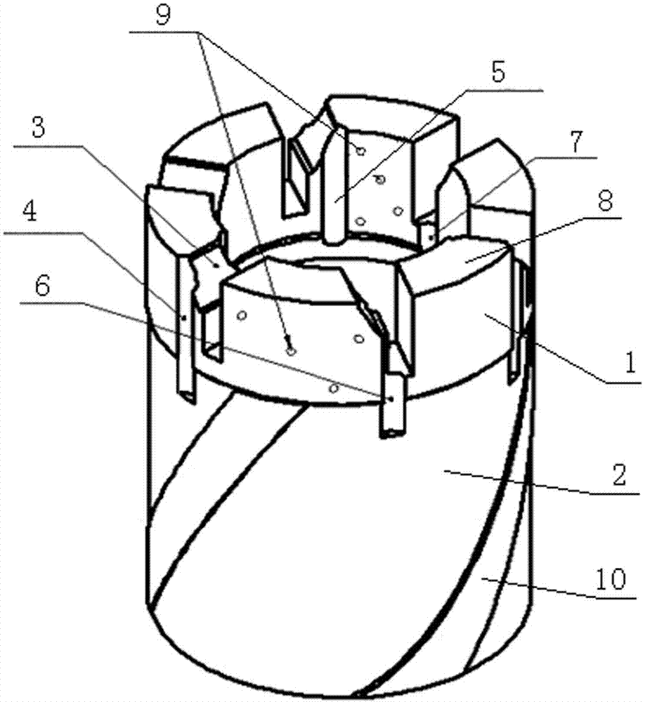 Half-funnel-type nozzle double-layer water channel diamond-impregnated bit