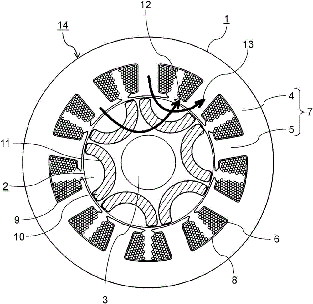 Electric motor element and electric motor