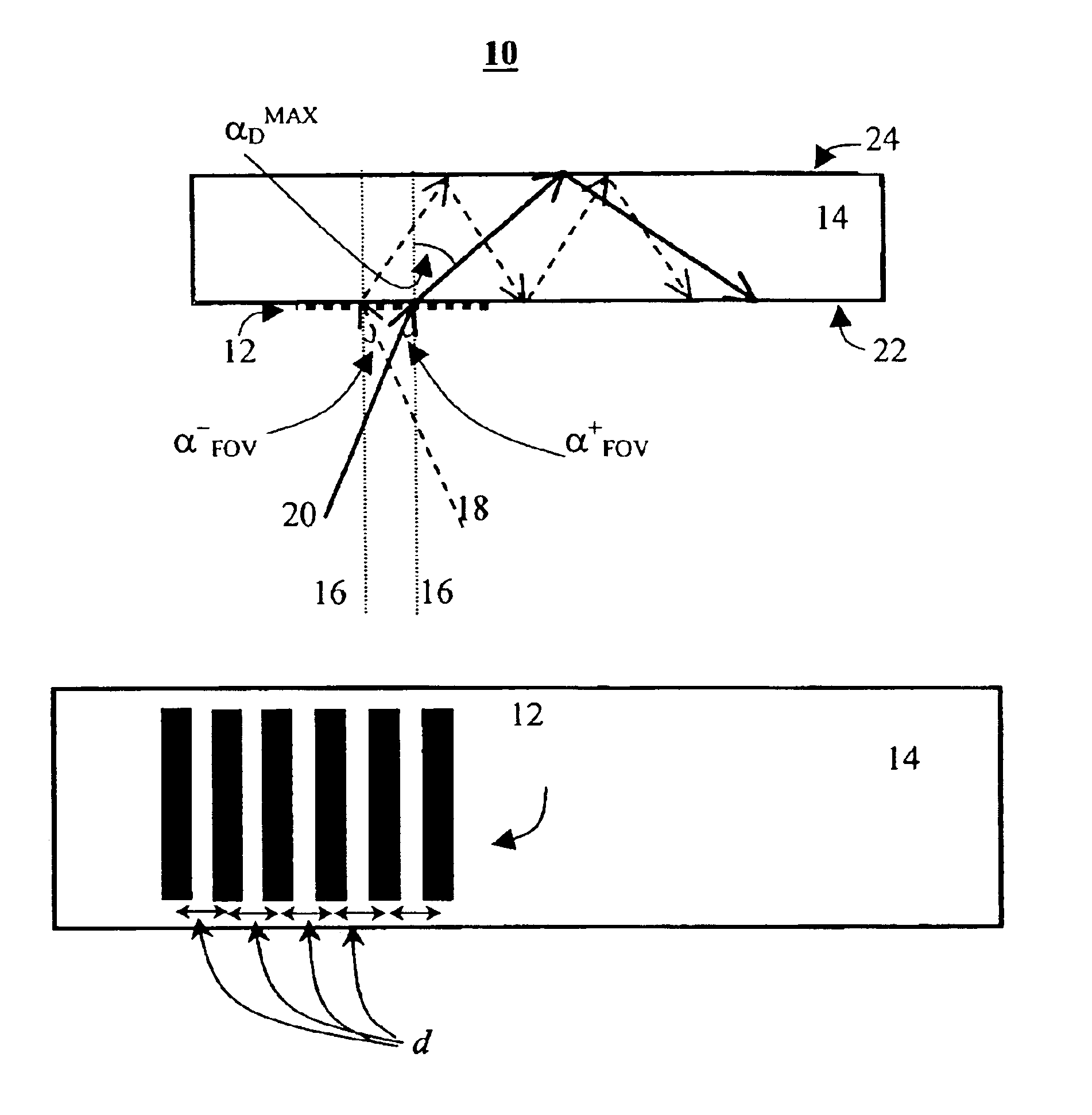 Optical device having a wide field-of-view for multicolor images