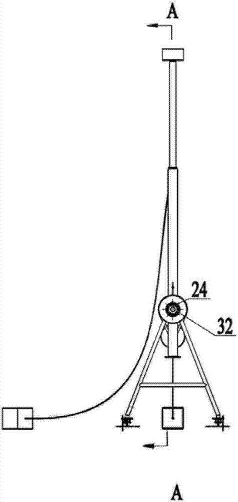 Prospecting device with automatic telescoping mechanism