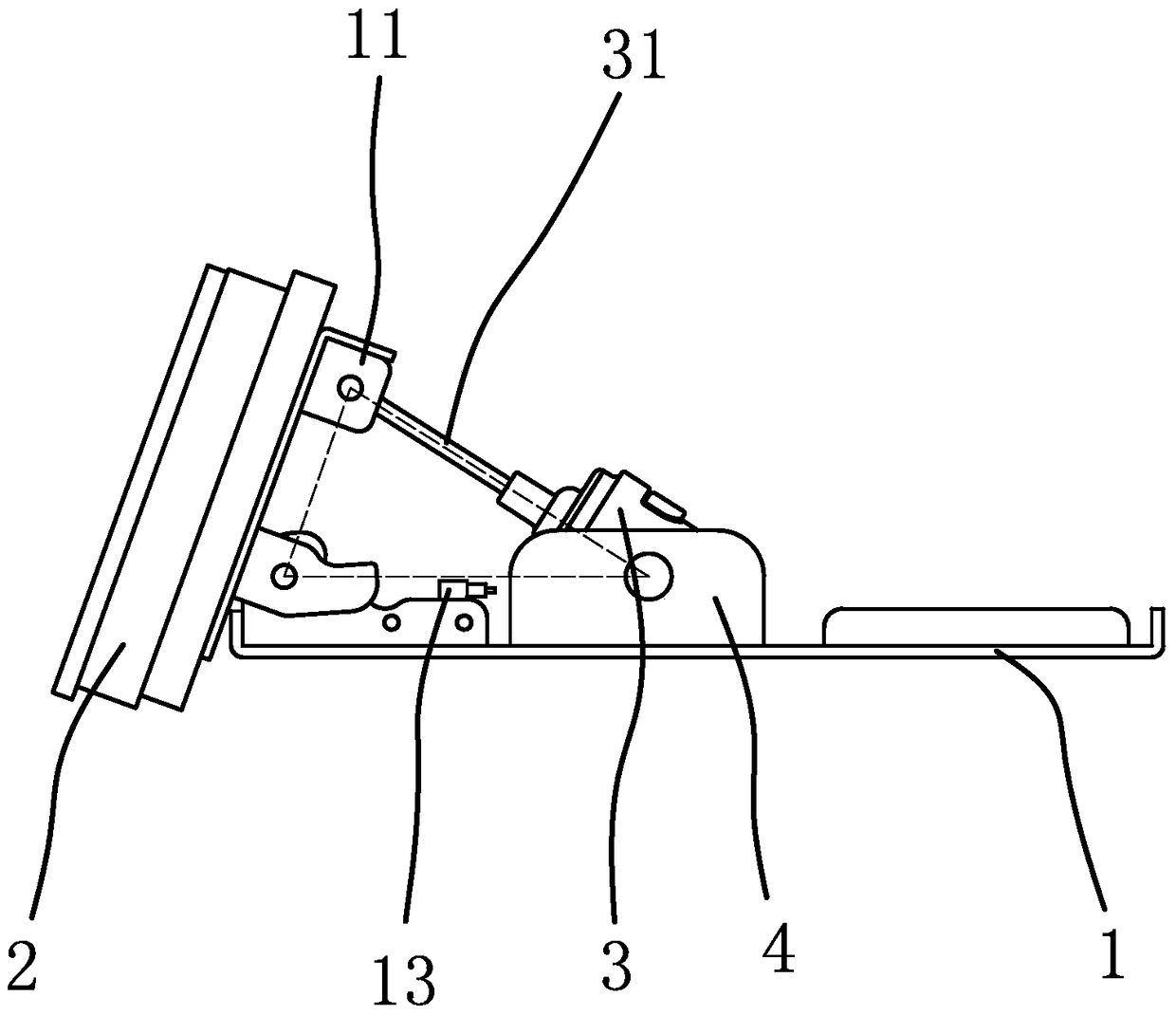 An elevation angle adjustment structure of a vehicle antenna