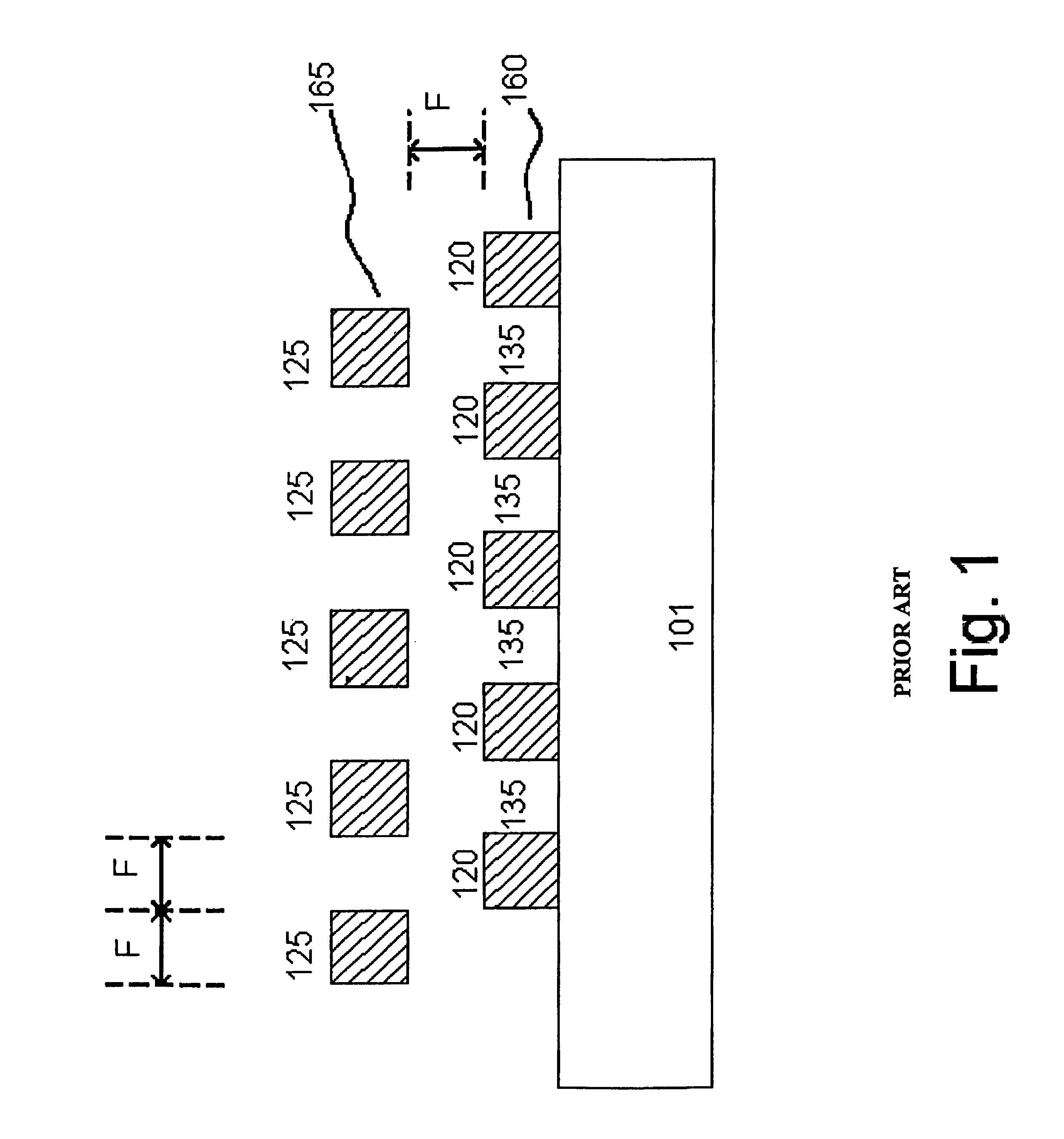 Multi-level conductive lines with reduced pitch
