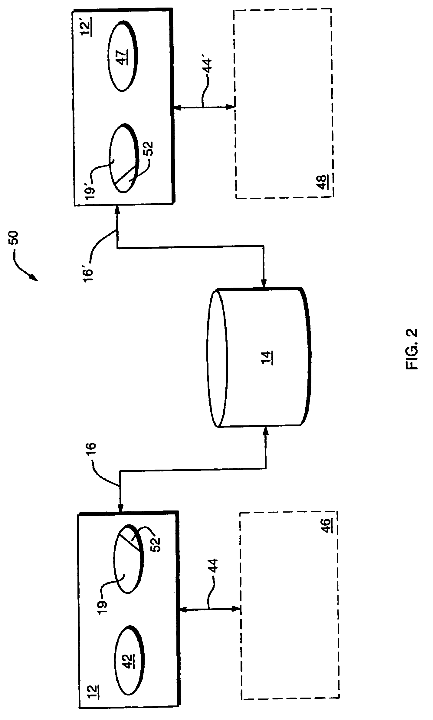 System and method including a communication interface for transferring information between at least two processes