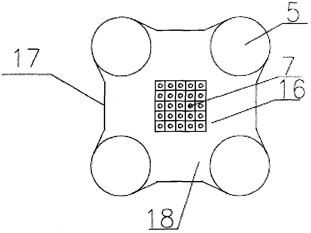 Box-shaped truss type four-stand column deep water platform system with asymmetric soft cabin