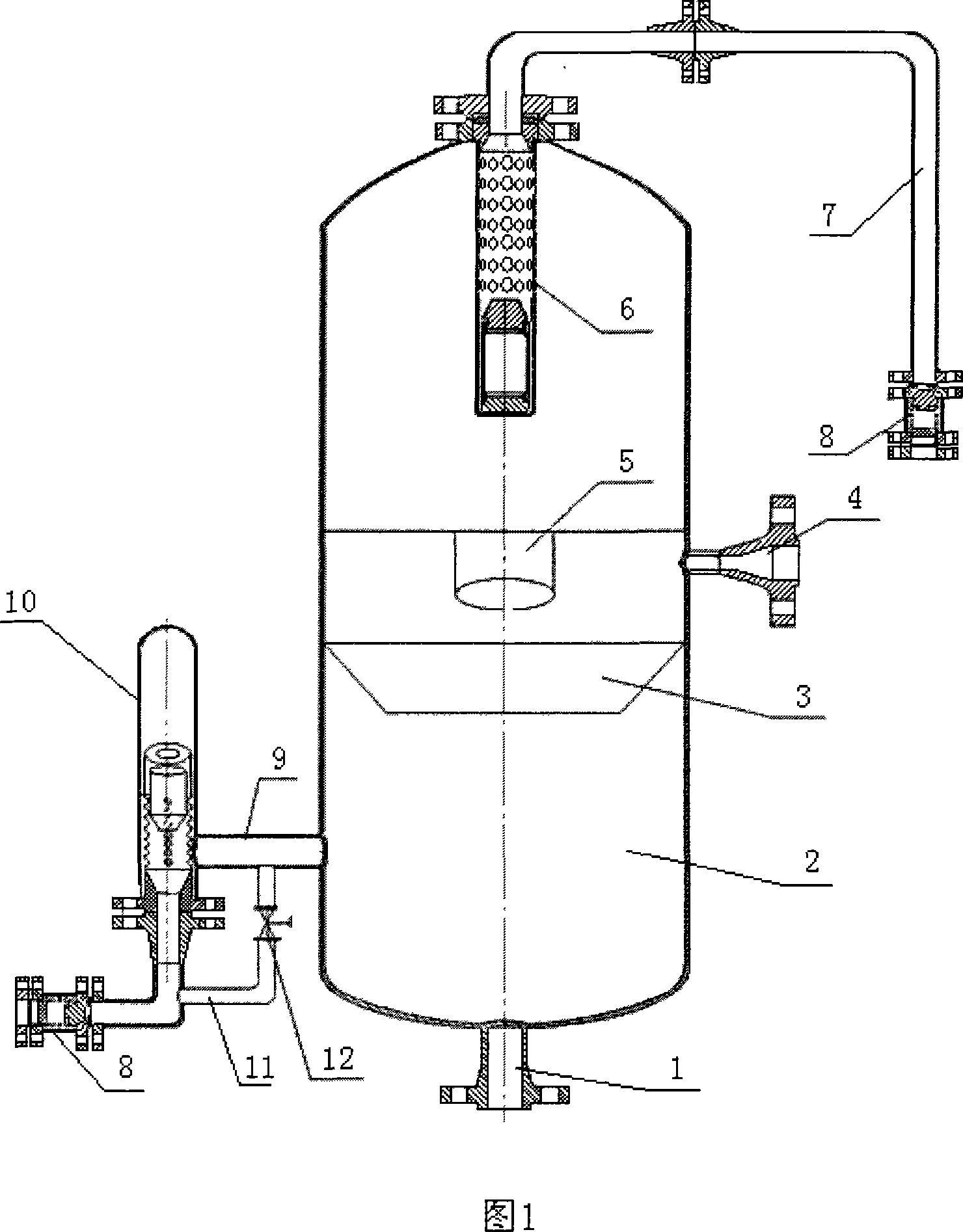 Oil-gas automatic discharging cyclone gas-liquid separator