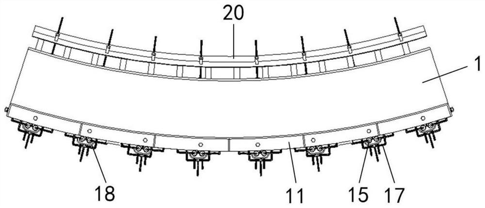 Steel formwork reinforcing device, arc-shaped combined shaping steel formwork and using method thereof