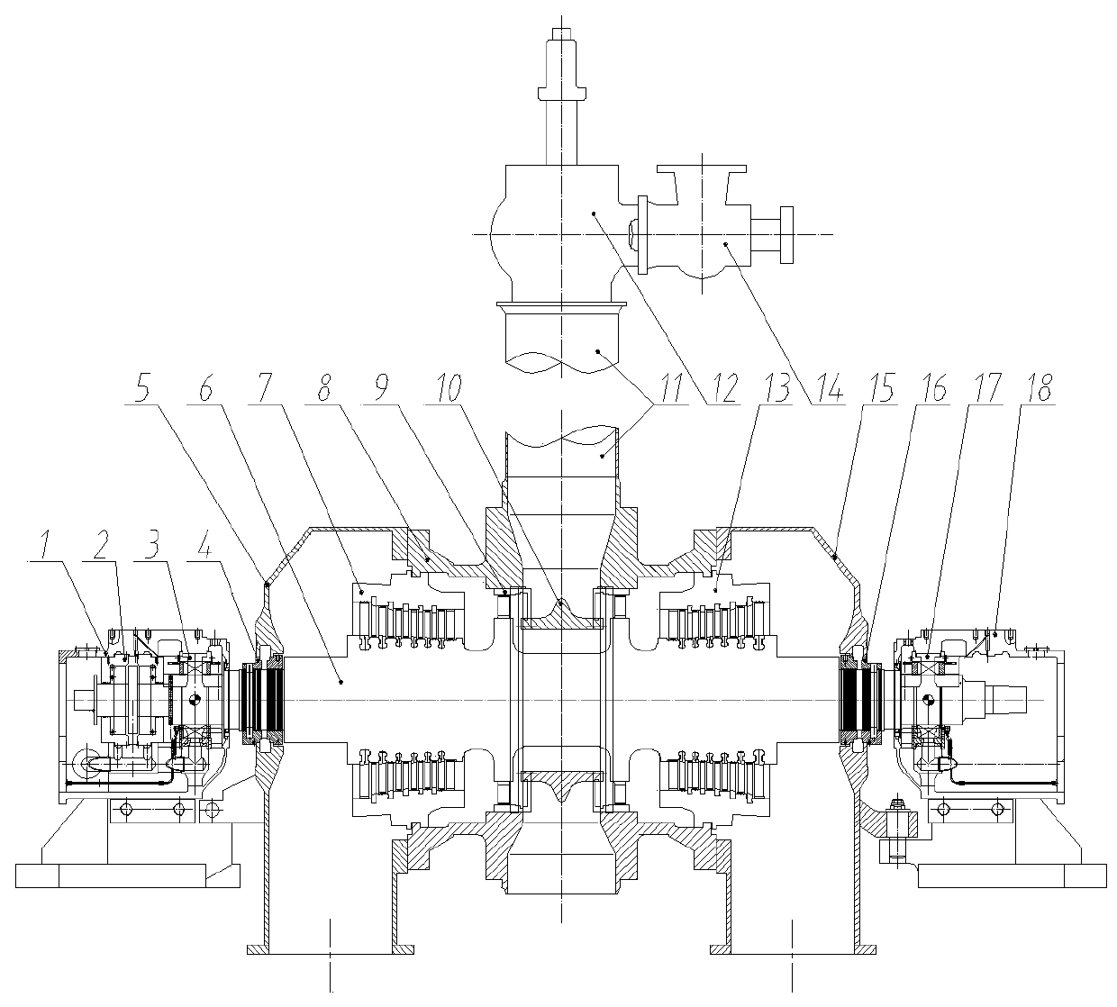 A low-parameter large-flow double-split back-pressure steam turbine