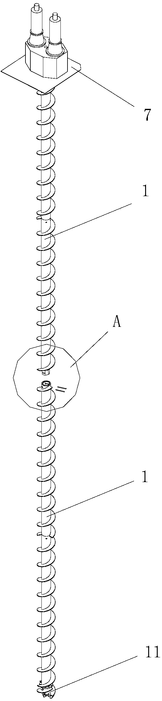 Construction technology for long-spiral cast-in-place pile extruded into rock