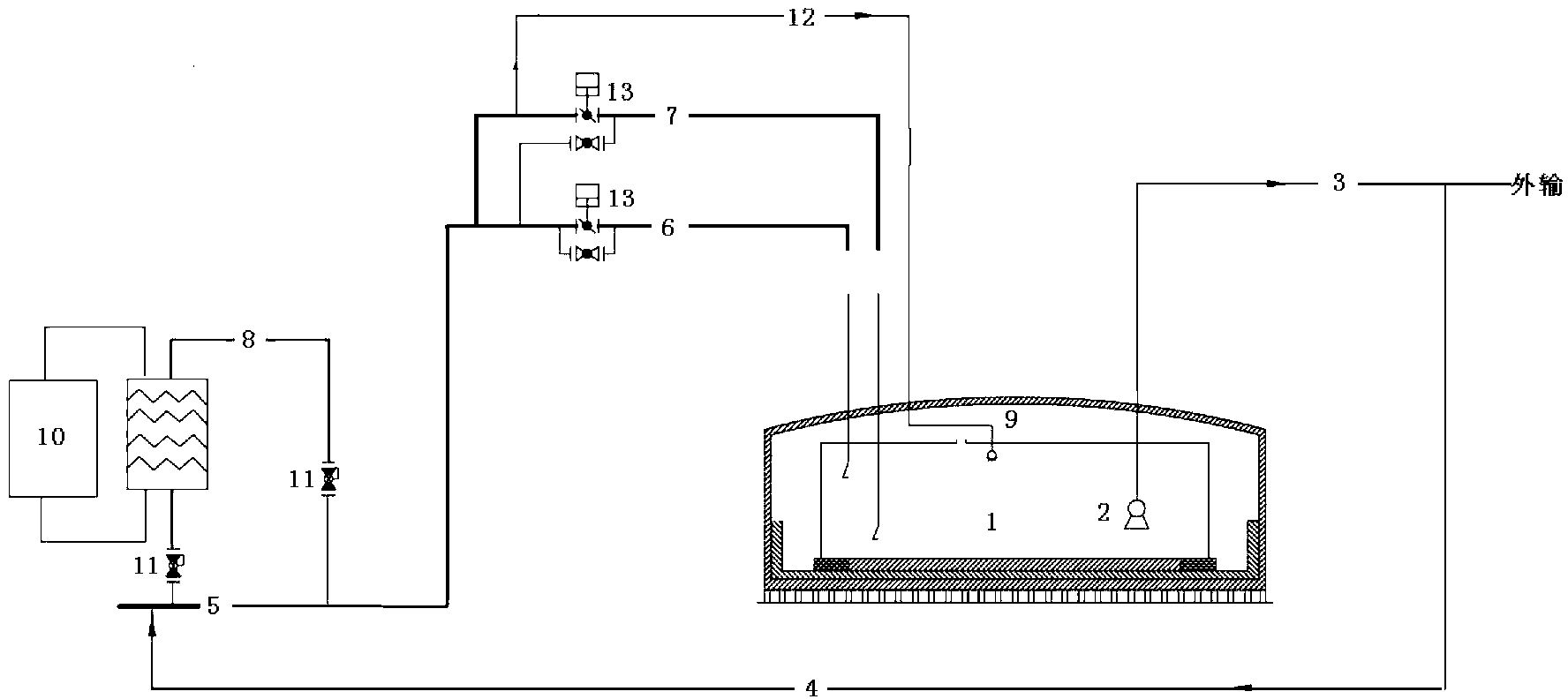 Low-energy-consumption zero-emission evaporated gas treating system of liquefied natural gas (LNG) receiving station