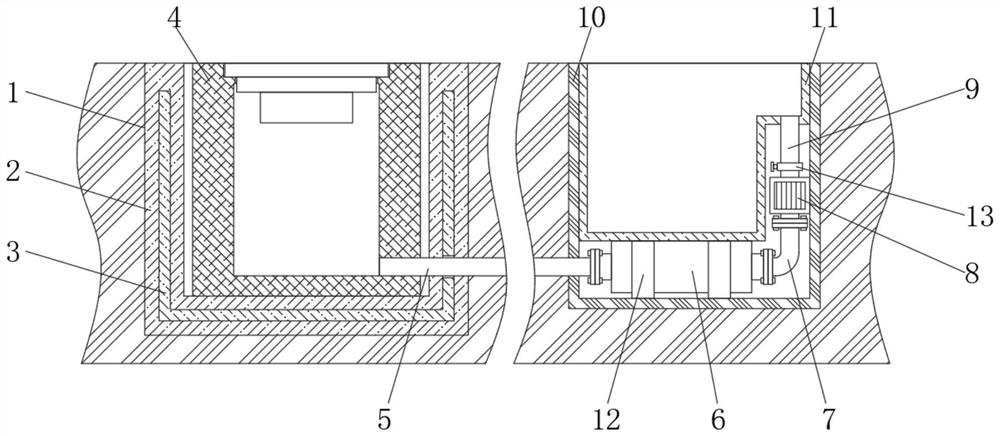 Purification type rainwater regulation and storage system special for green sponge and construction process thereof