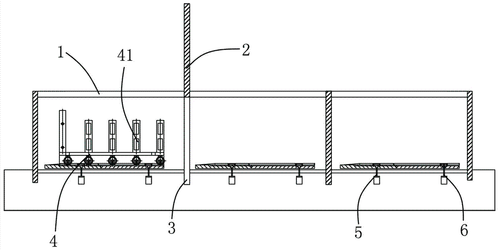 Material transmission method and device of tunnel baking line
