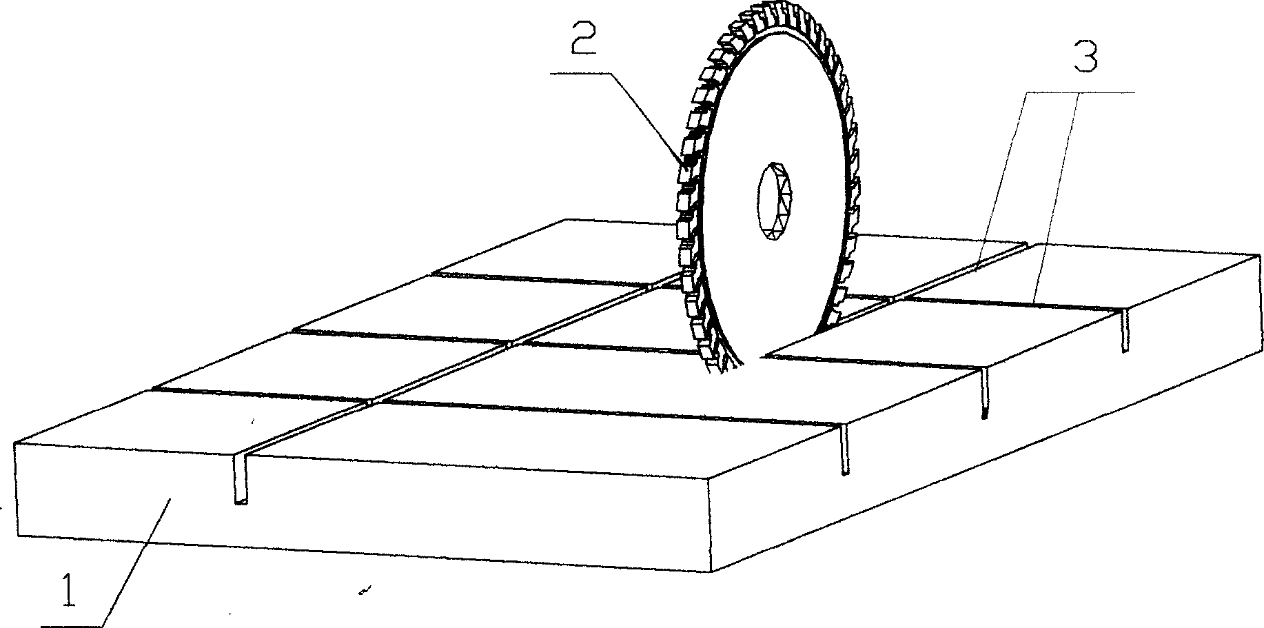 Method for cutting ultrathin dimension stone in large specification by using small circular saw blade, and dedicated leveling splitting machine