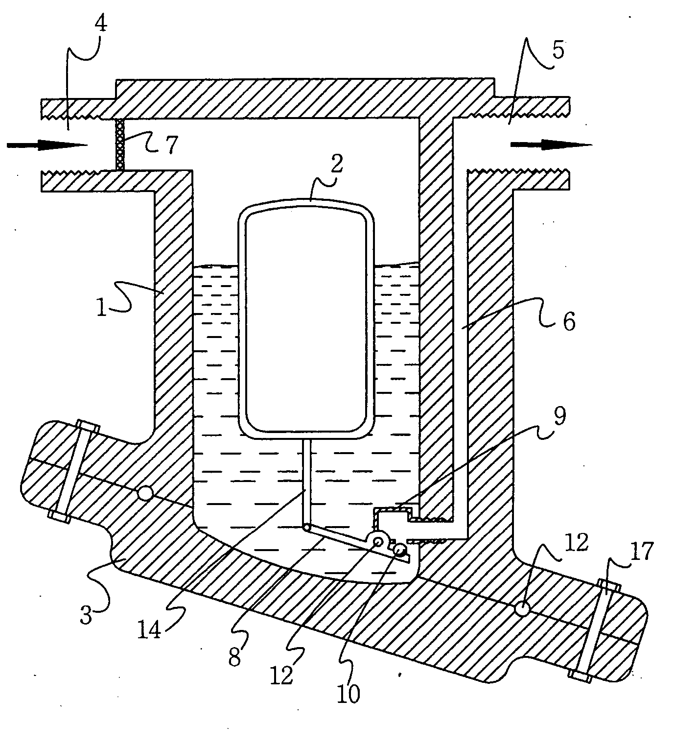 Steam trap with float