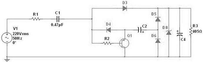 Enhanced resistance-capacitance power supply circuit